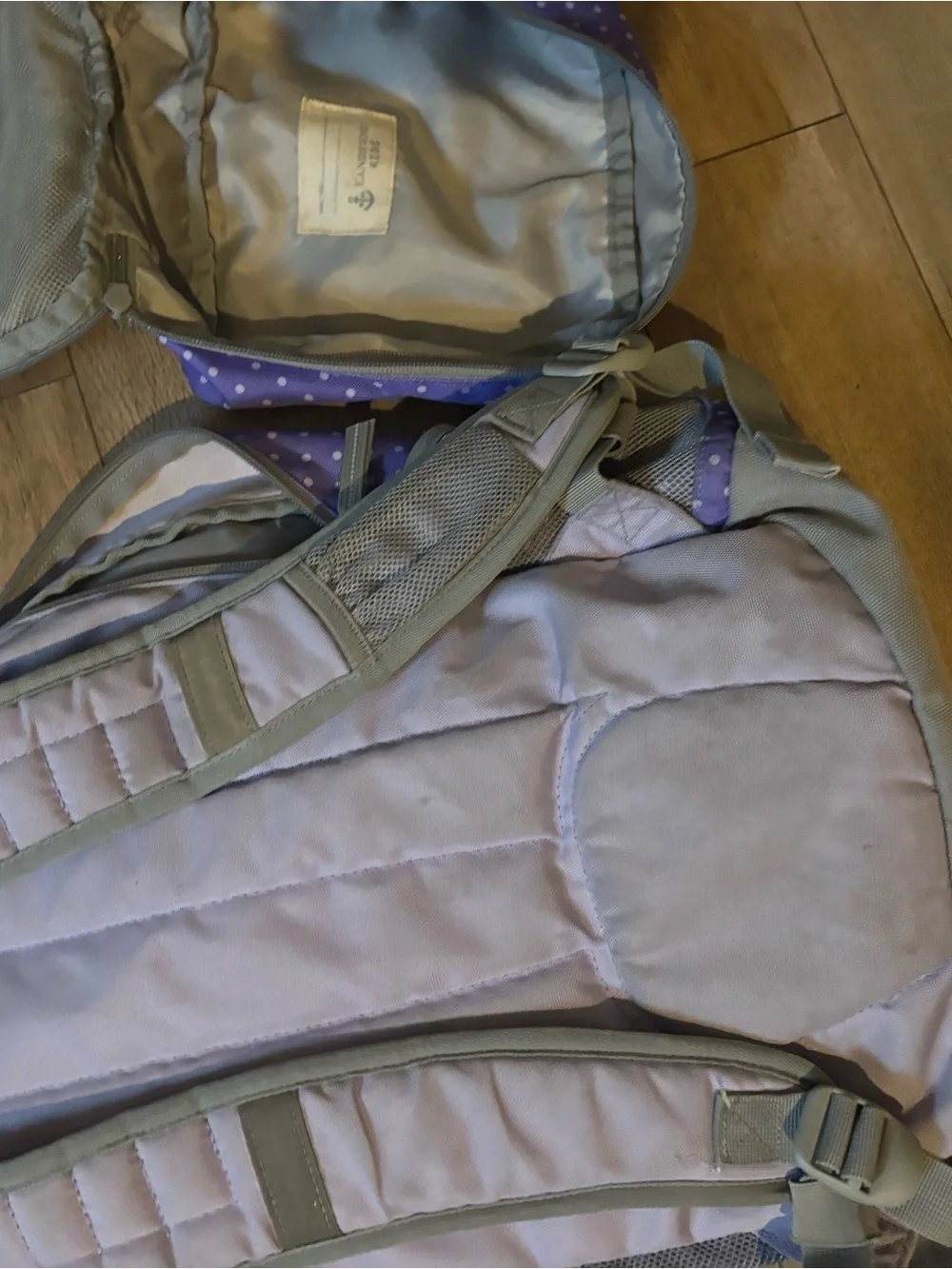 Lands' End Purple Polka Dot Kids Backpack & Lunch Bag Set